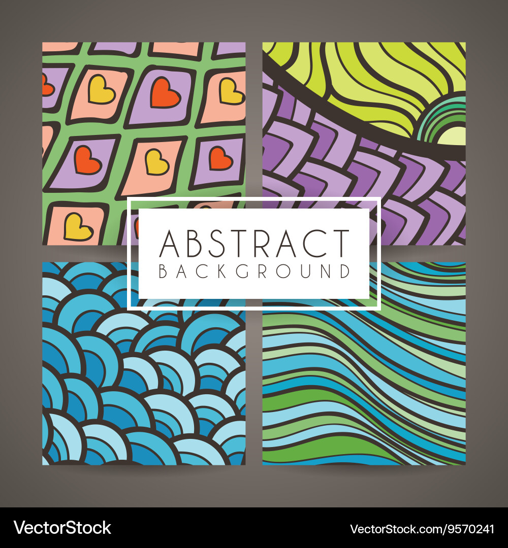 Set of four colorful intricate patterns Vector Image