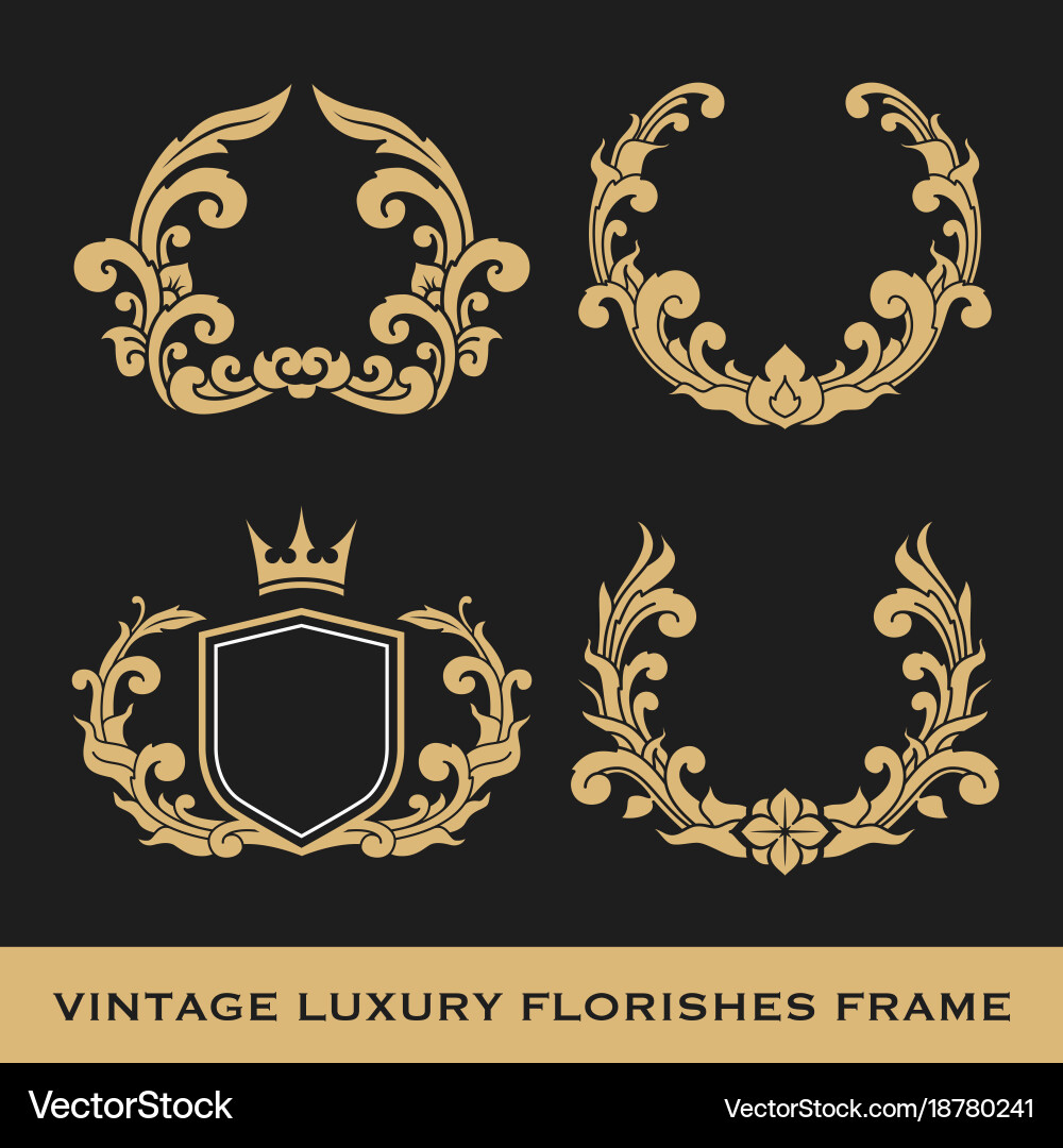 Set of vintage luxury monogram frame template Vector Image