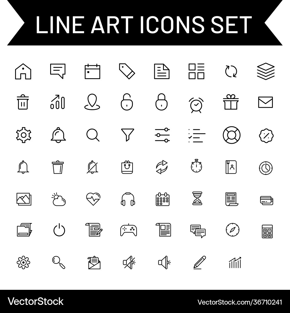 Set user interface ui icon in line art Set user interface ui icon in line art Vector Image