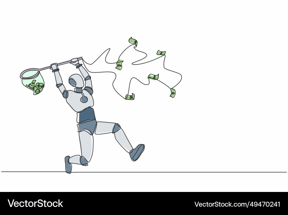 Single continuous line drawing robot trying Single continuous line drawing robot trying vector image