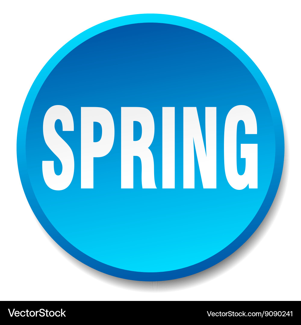Spring blue round flat isolated push button Vector Image