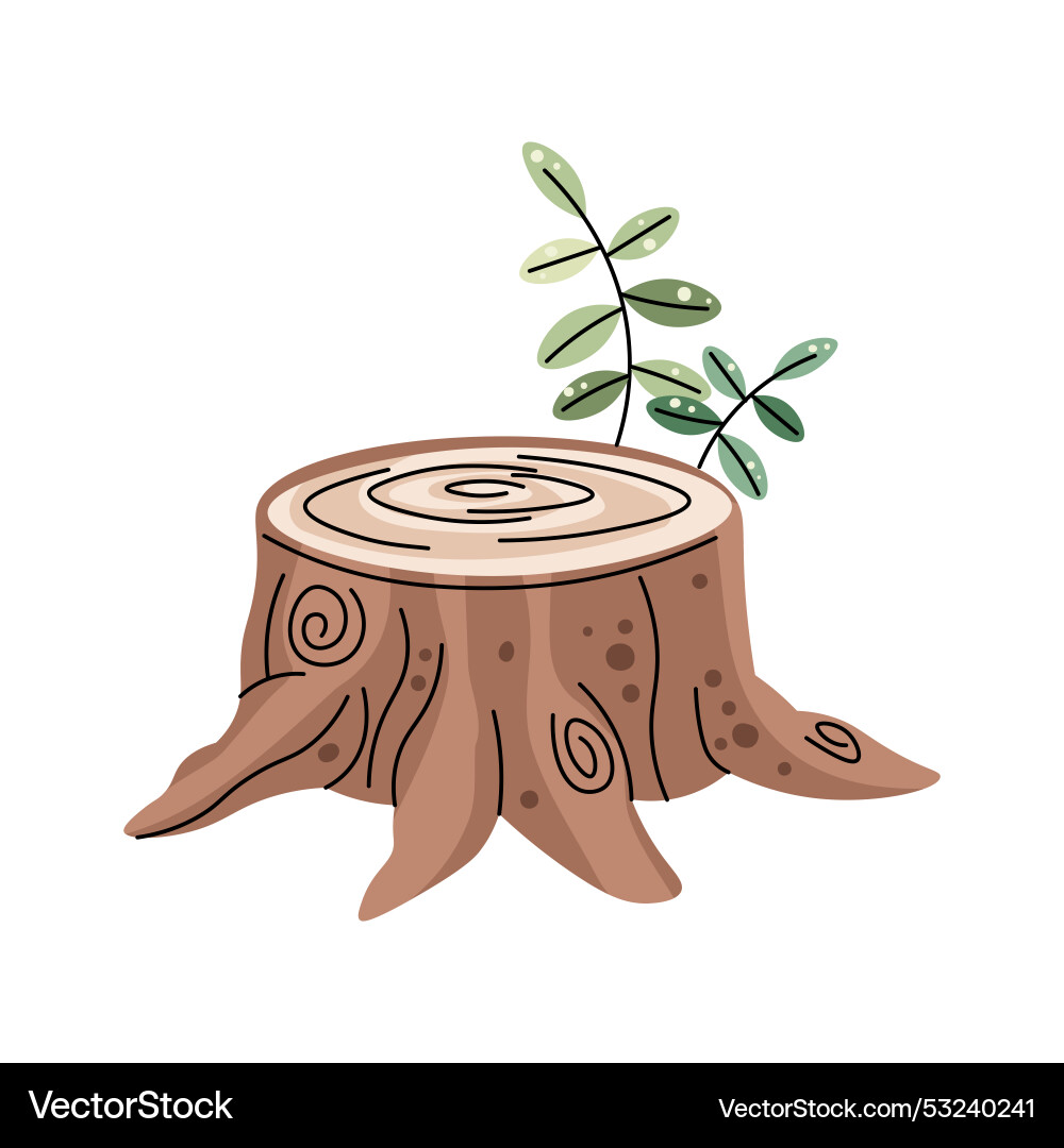 Tree stump isolated on background of cut Tree stump isolated on background of cut Vector Image
