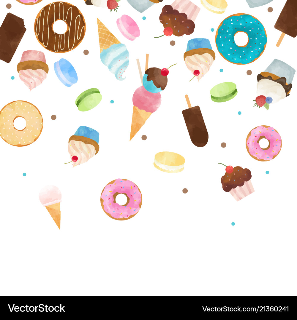 Watercolor sweets pattern Watercolor sweets pattern Vector Image