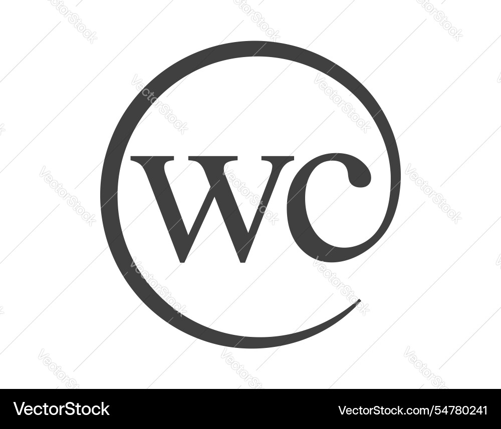 Wc logo from two letter with circle shape email vector image