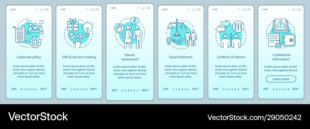 Csr onboarding mobile app page screen template Csr onboarding mobile app page screen template vector image