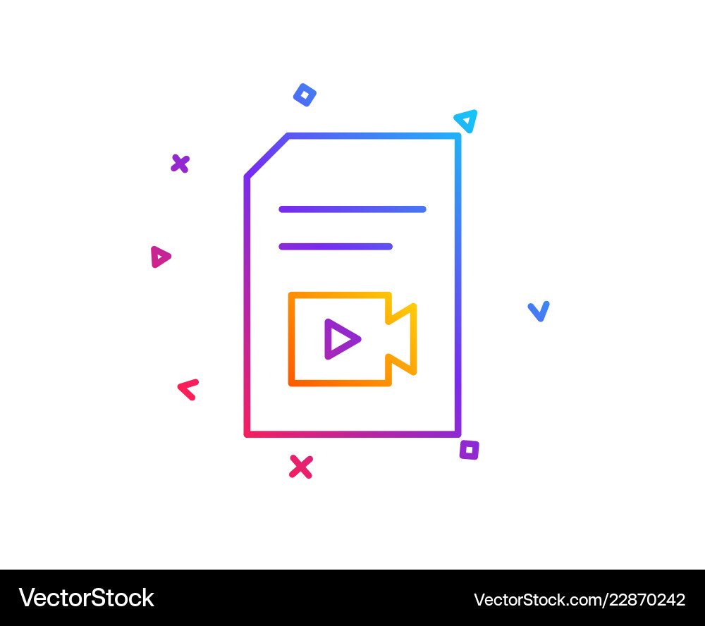 Document with video line icon vlog file sign Document with video line icon vlog file sign vector image