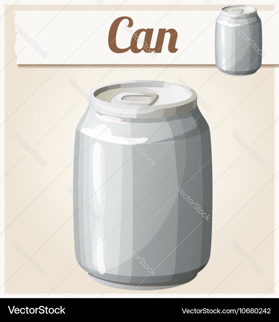Empty can without label detailed icon Vector Image