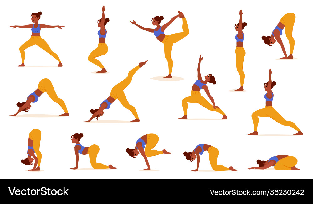 Female Yoga Poses - Wellness & Fitness vector image
