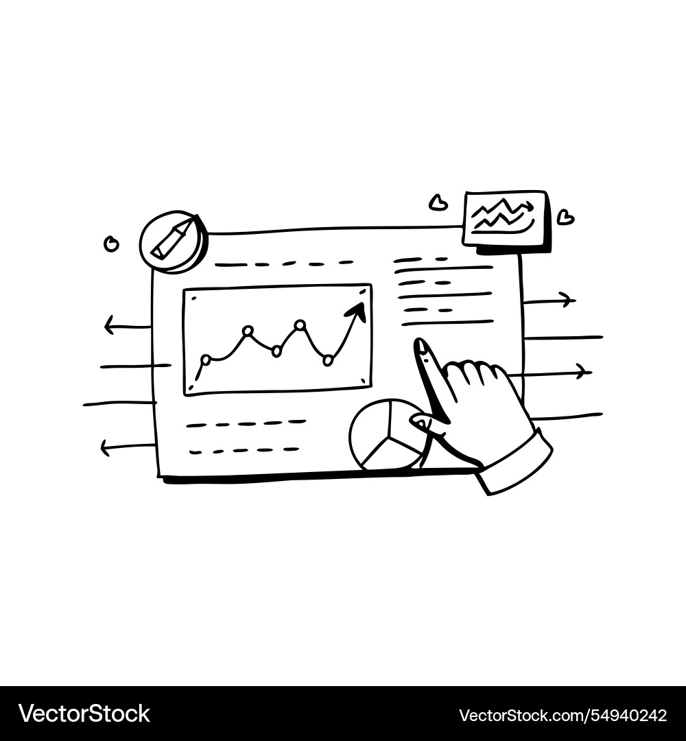 Graph and chart interface with lines hand drawn Graph and chart interface with lines hand drawn vector image