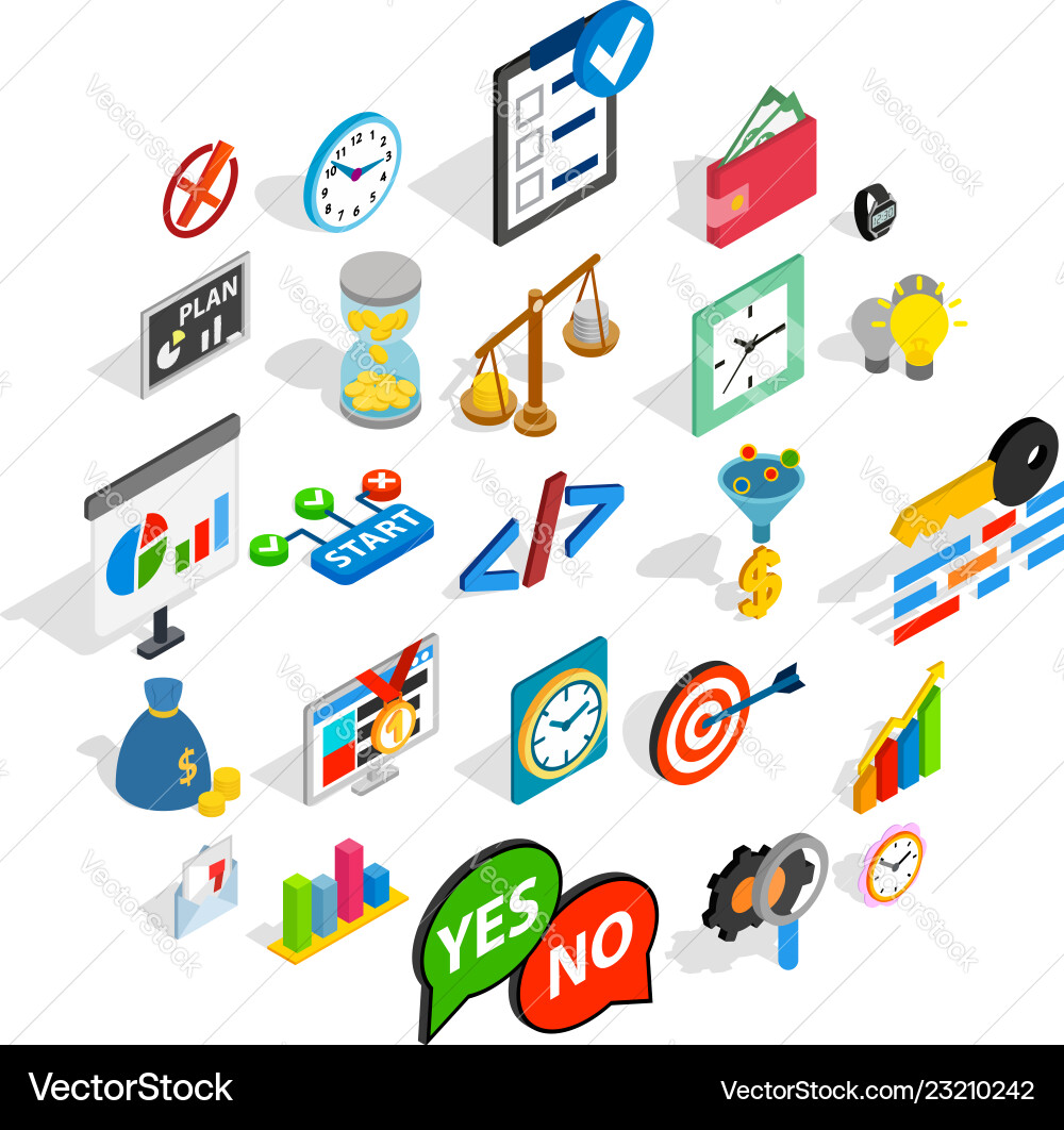 Index number icons set isometric style Vector Image
