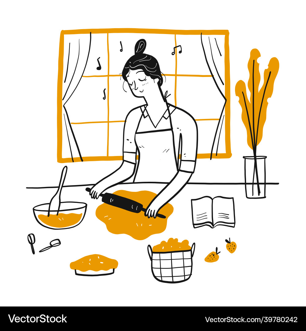 Junge Frau Kochen in der Küche Junge Frau Kochen in der Küche vektorbild