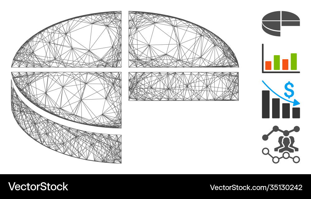 Linear 3d pie chart mesh Linear 3d pie chart mesh vector image