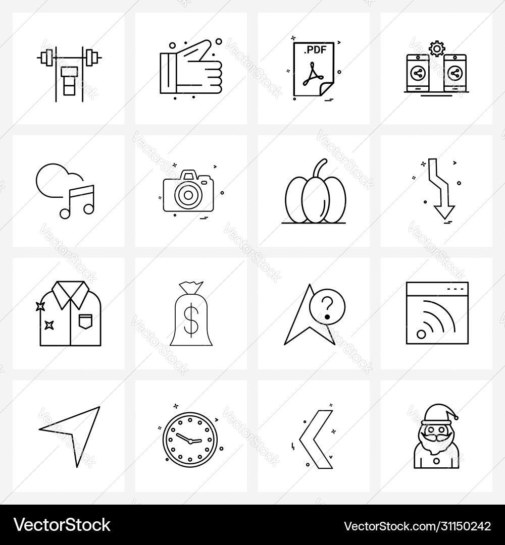 Modern style set 16 line pictograph grid based Vector Image