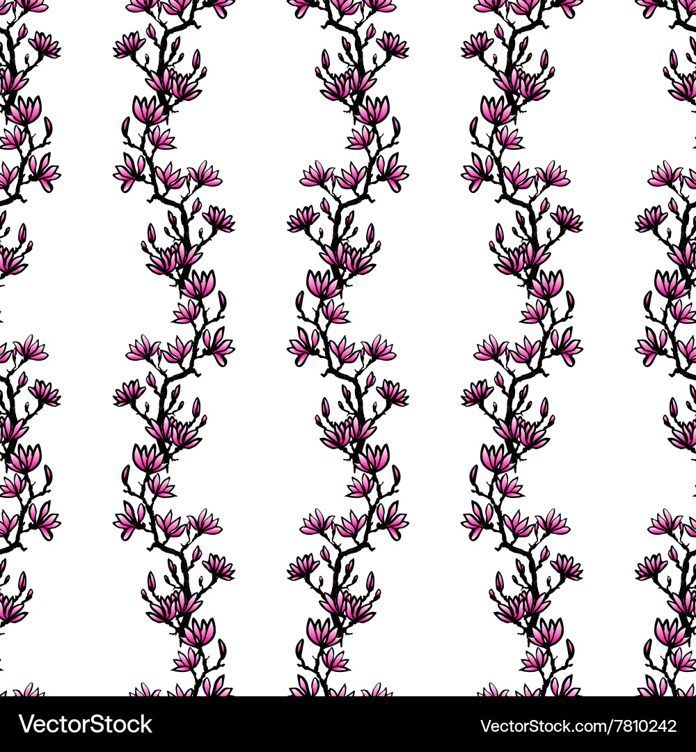 Seamless pattern with twig magnolia vector image