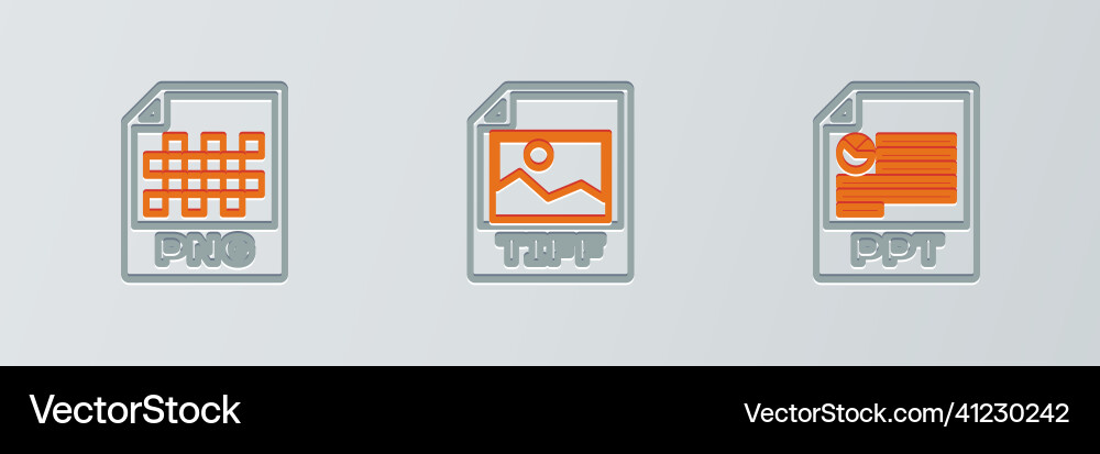 Set line ppt file document png and tiff icon Set line ppt file document png and tiff icon vector image