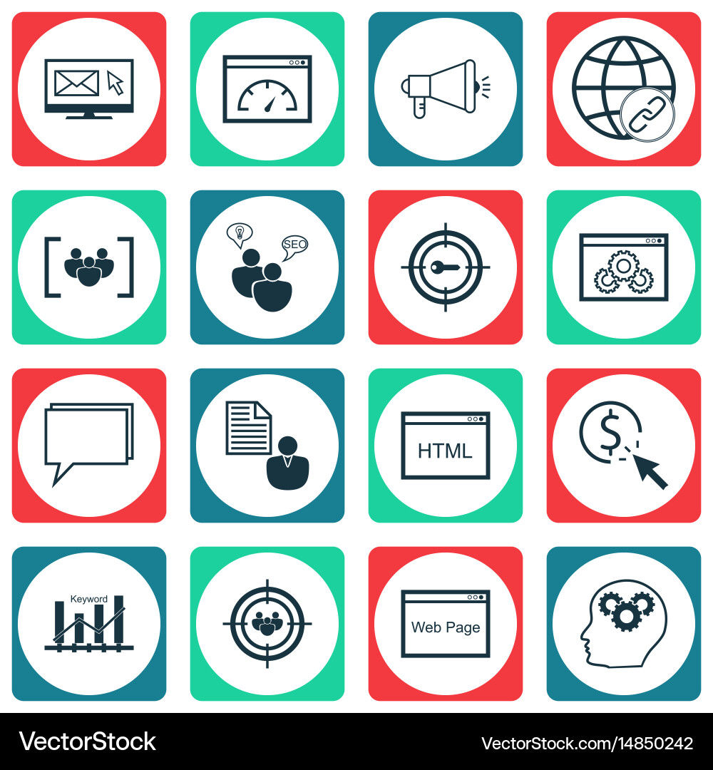 Set of 16 marketing icons includes loading speed vector image