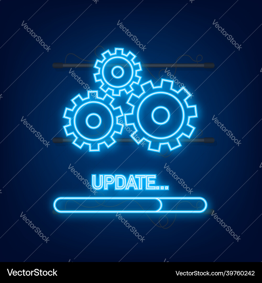 System software update or upgrade neon icon System software update or upgrade neon icon vector image
