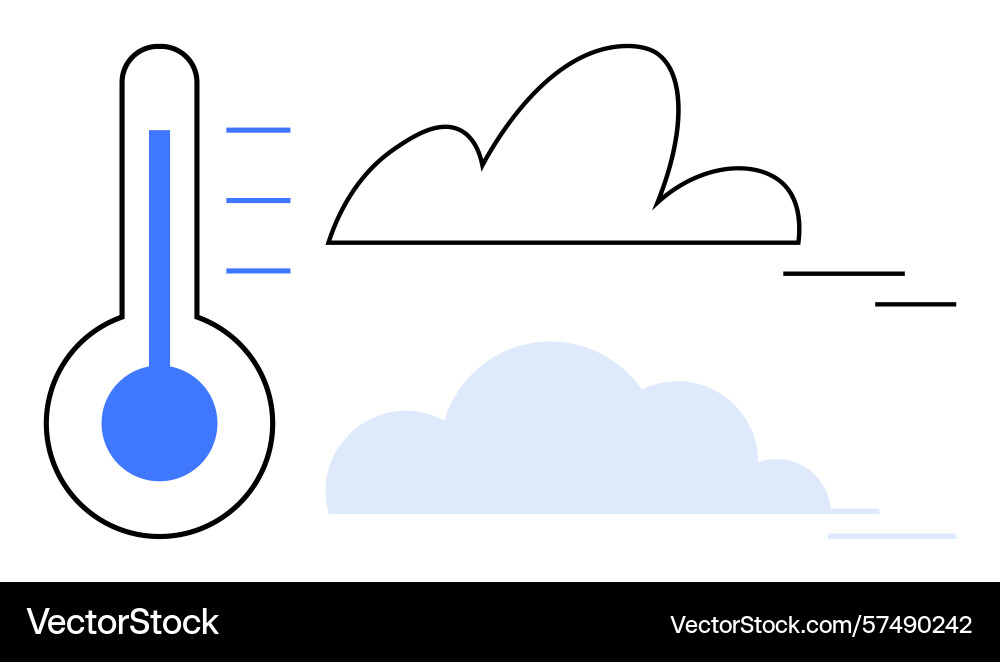 Temperature gauge with clouds representing weather Temperature gauge with clouds representing weather Vector Image