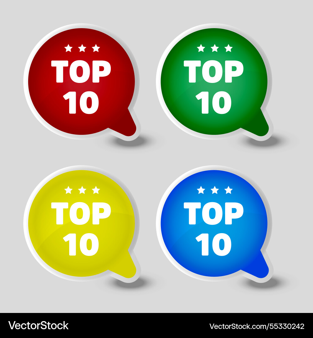 Top 10 sign set button design in flat style Top 10 sign set button design in flat style vector image