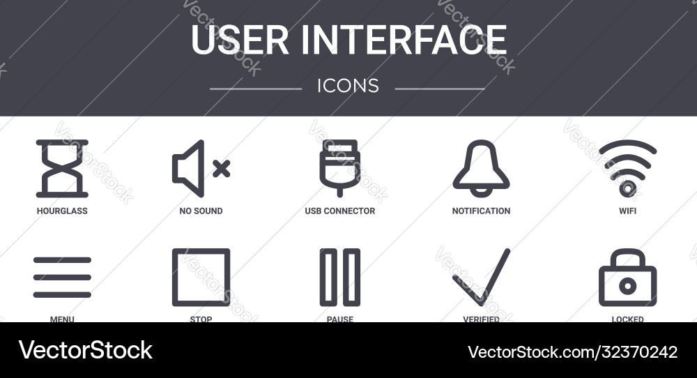 User interface concept line icons set contains User interface concept line icons set contains vector image