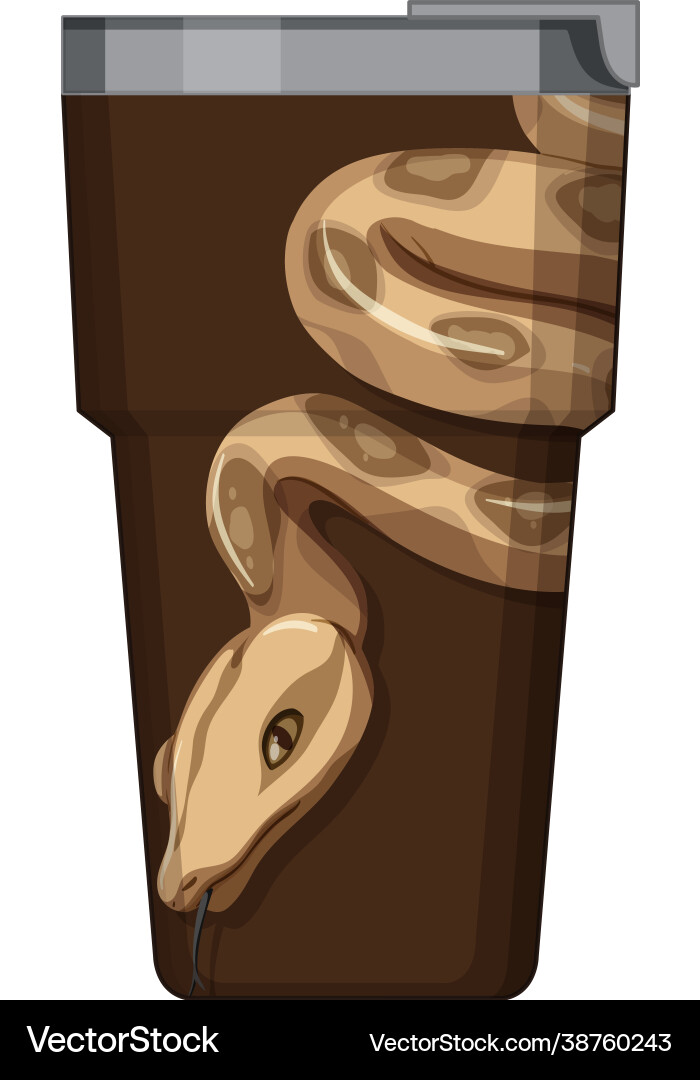 A brown thermos flask with snake pattern A brown thermos flask with snake pattern vector image