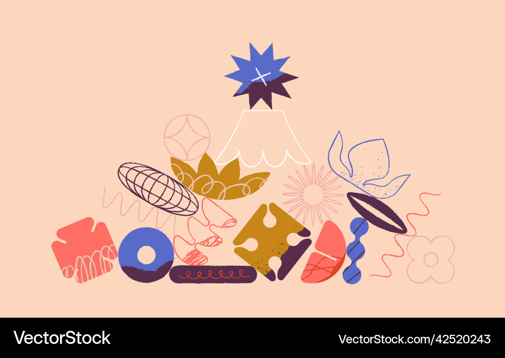 Abstract linear shape of flowers and sheets Abstract linear shape of flowers and sheets vector image