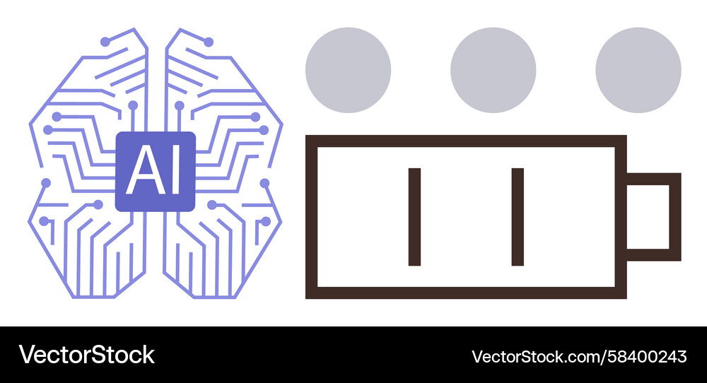 AI Brain Circuitry with Charging Icon Vector Image