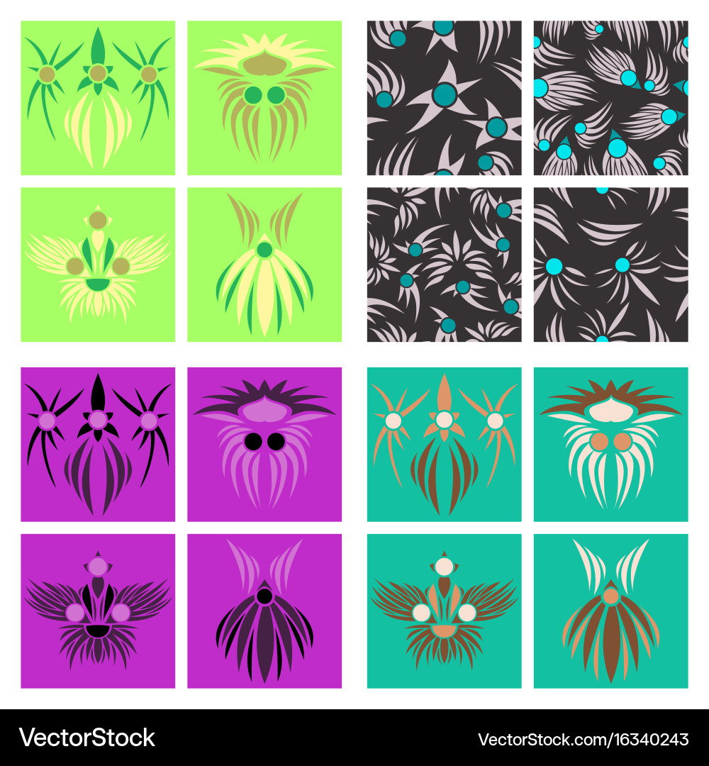 Assembly of patterns in oriental style Vector Image