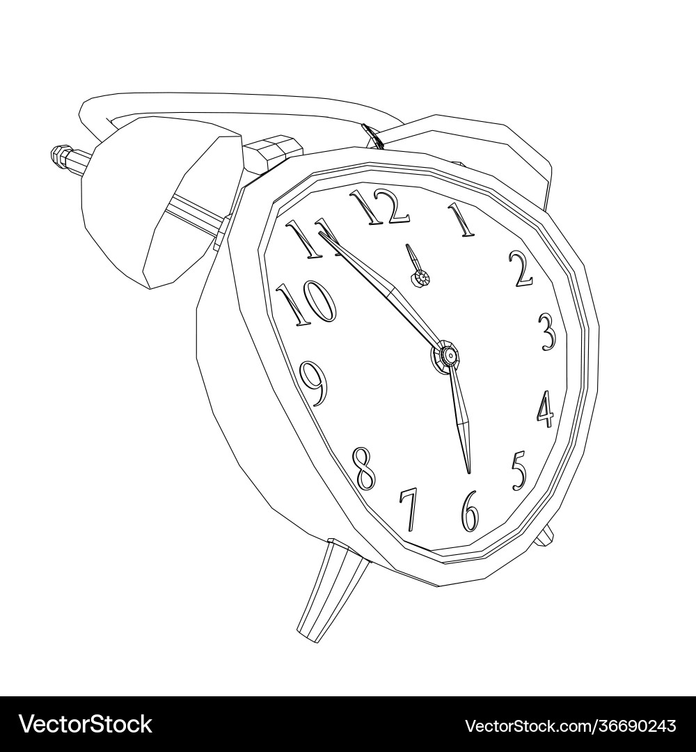 Contour a table clock with an alarm Contour a table clock with an alarm vector image