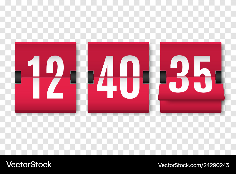 Countdown timer with numbers isolated Royalty Free Vector