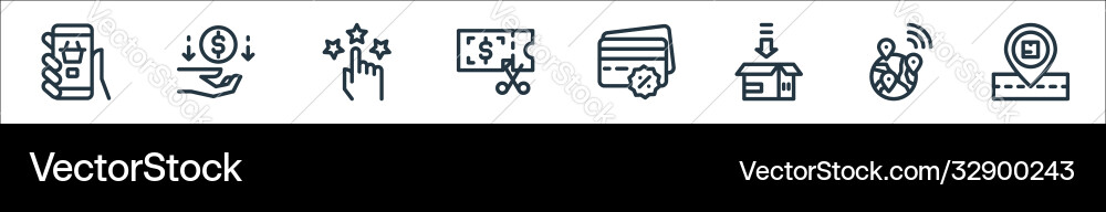 Ecommerce line icons linear set quality vector image