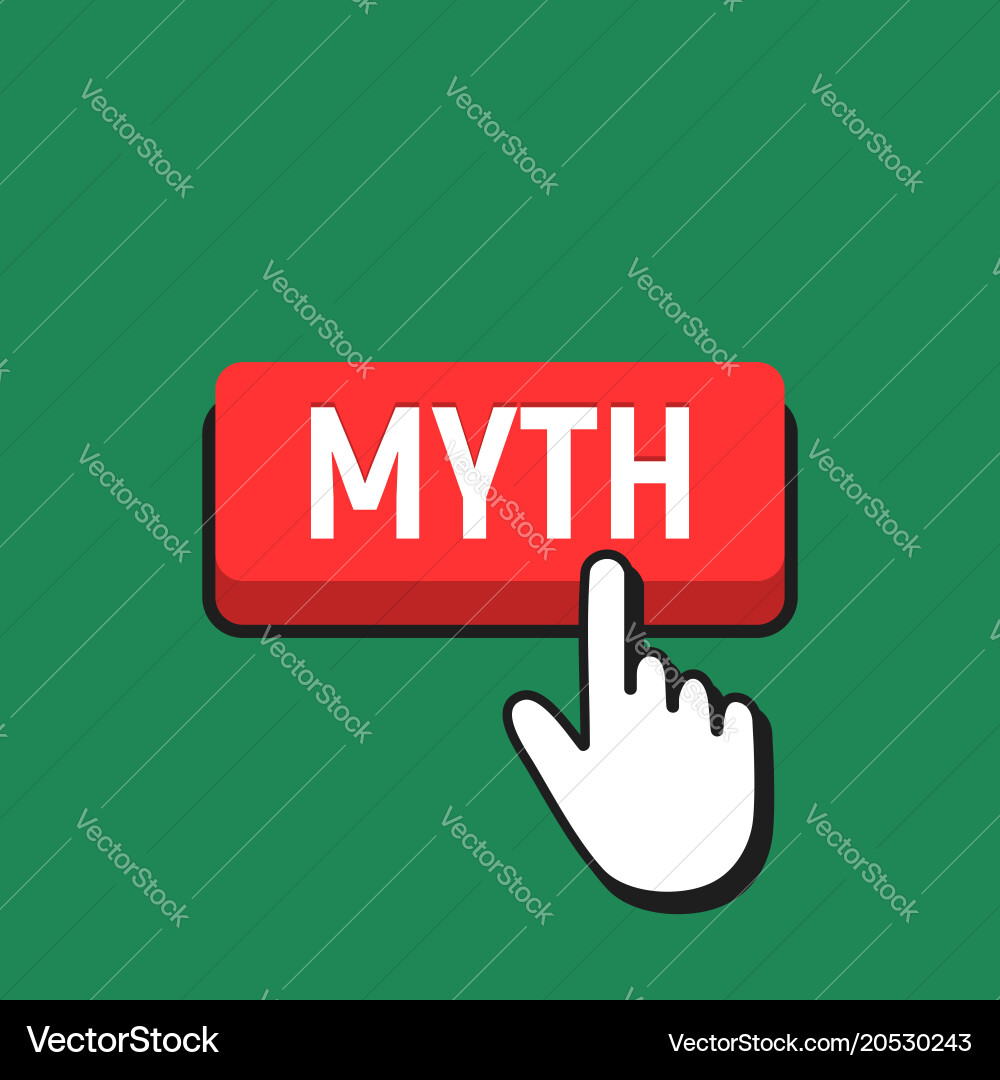 Hand mouse cursor clicks the myth button vector image