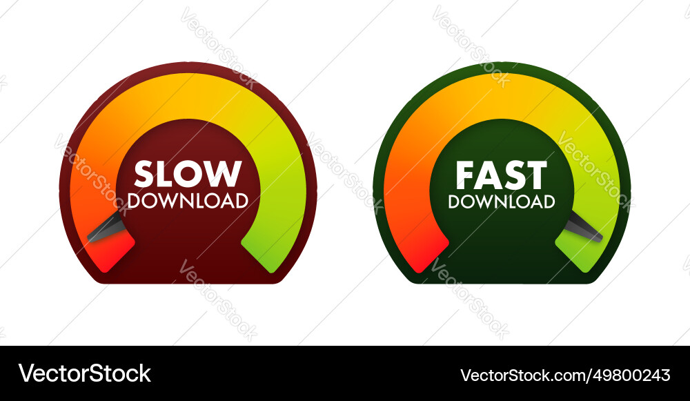 Internet speedometer concept with slow and fast Vector Image