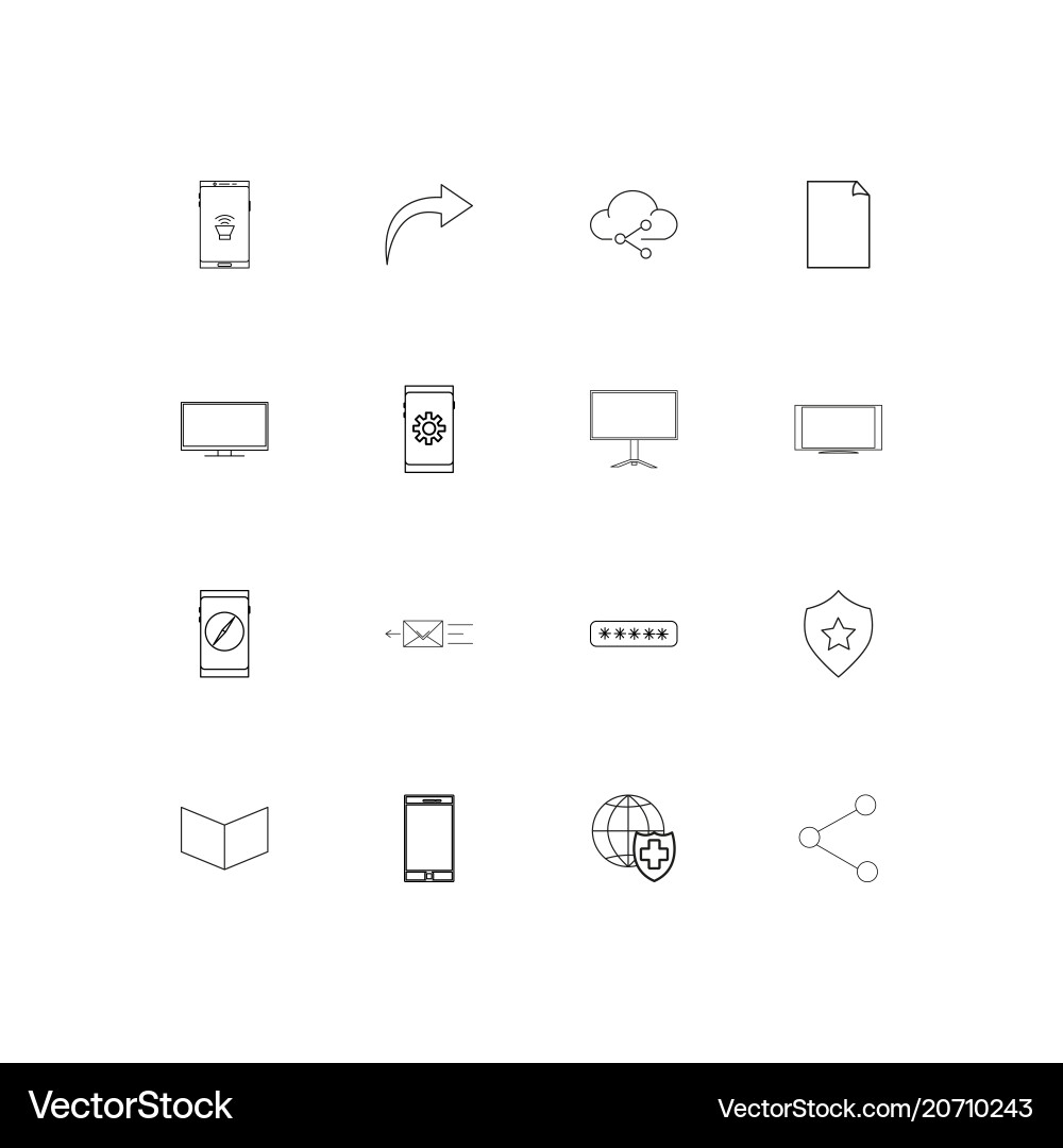 Internet technologies simple linear icons set vector image