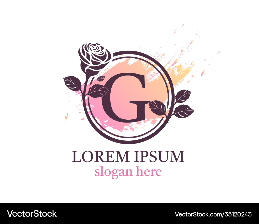 Letter g monogram logo circle floral style Letter g monogram logo circle floral style vector image