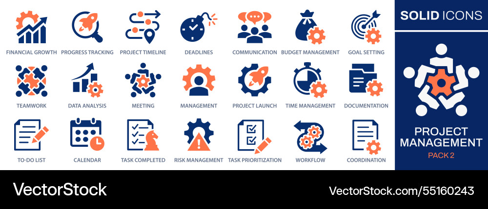 Project Management Icons - Workflow & Collaboratio vector image
