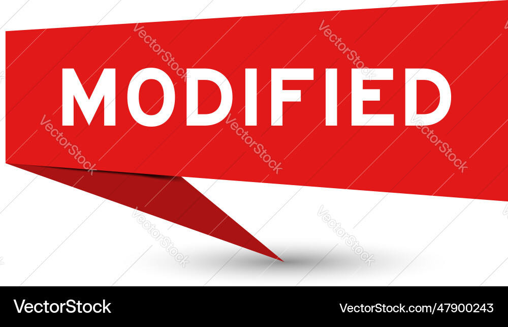 Red color speech banner with word modified vector image