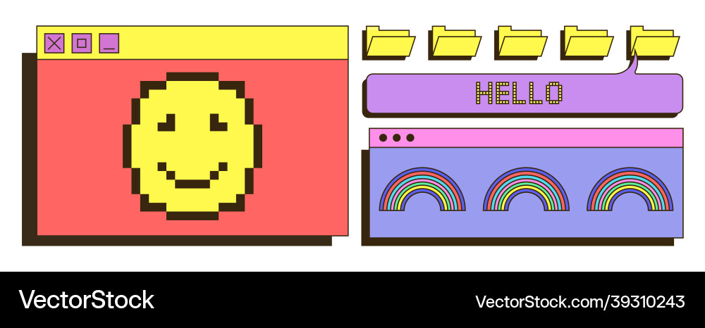 Retro user interface Retro user interface Vector Image
