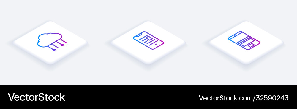 Set isometric line network cloud connection Set isometric line network cloud connection vector image