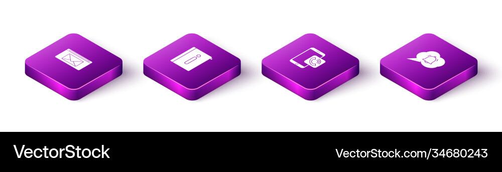Set isometric mail and e-mail user manual mobile Set isometric mail and e-mail user manual mobile vector image
