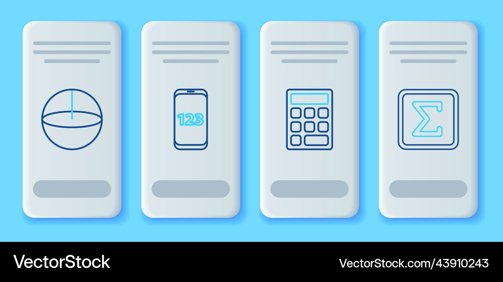 Set line mobile calculator interface Set line mobile calculator interface vector image