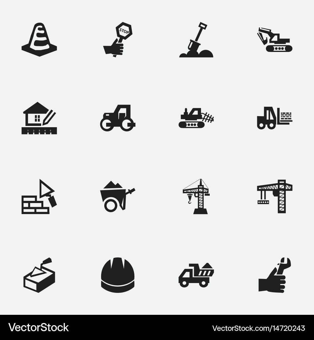 Set of 16 editable building icons includes vector image