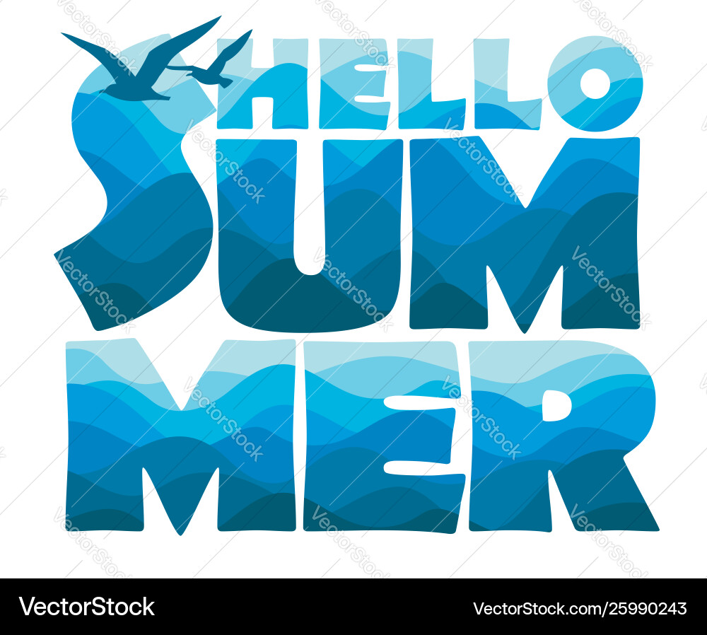Summer Waves Lettering Royalty Free Vector Image