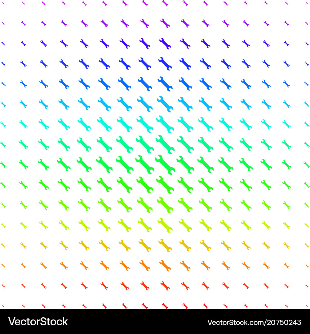 Wrench shape halftone spectral pattern Wrench shape halftone spectral pattern vector image