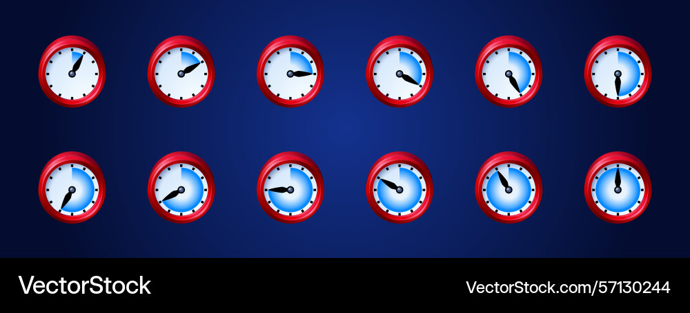 Clock game icons time animation sprite sheet vector image
