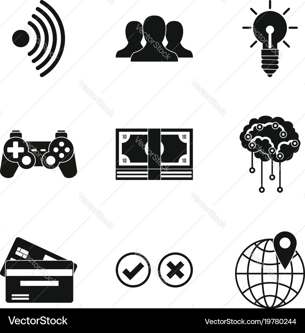 Computer Fortschritt Symbole setzen einfachen Stil vektorbild