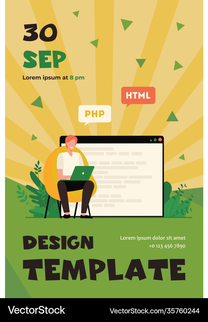 Developer writing code for website vector image