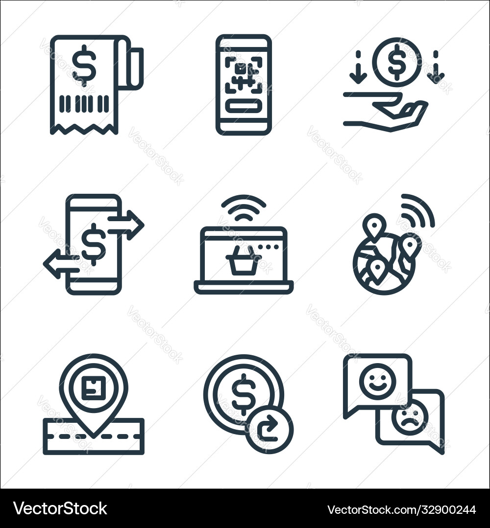 Ecommerce line icons linear set quality Vector Image