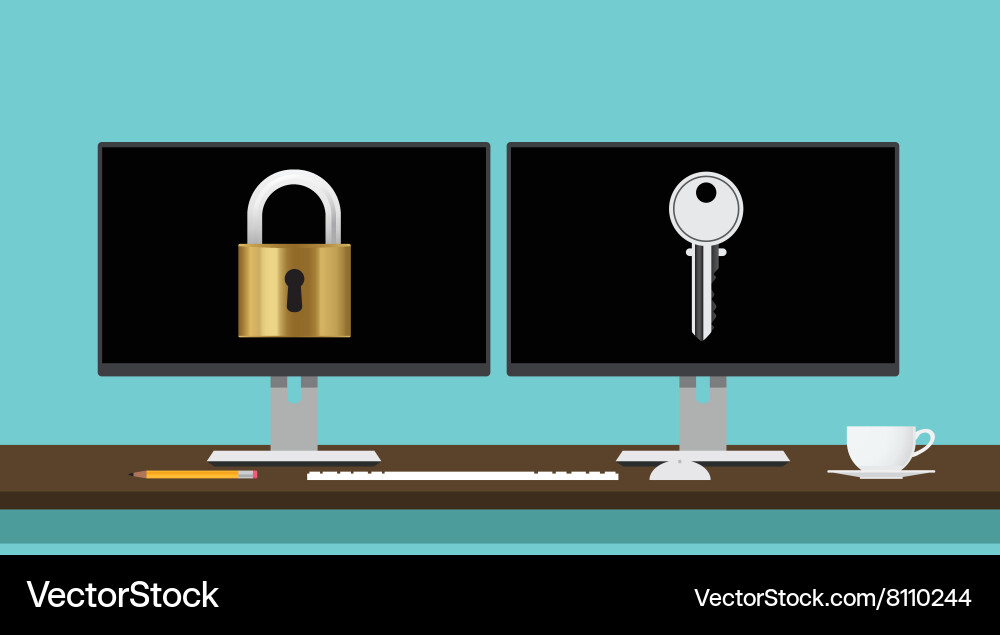 Encrypt decrypt concept with lock and key vector image