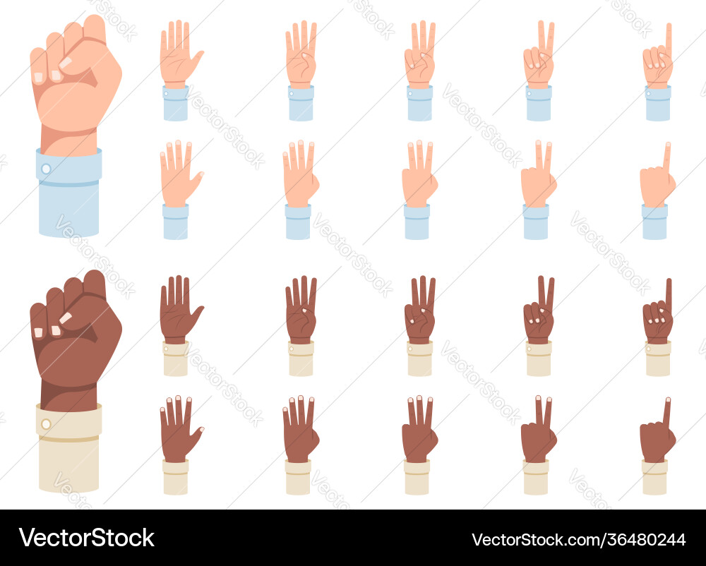 Finger counting a set hands with counts Finger counting a set hands with counts vector image